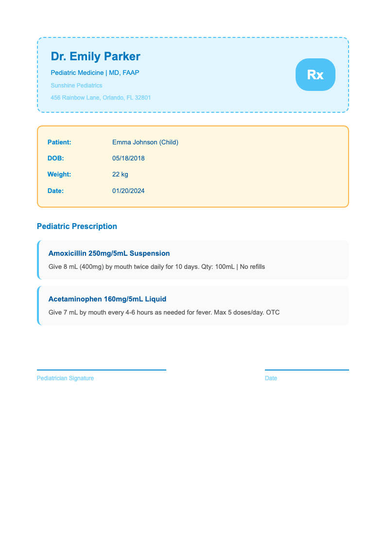 Pediatric prescription pad